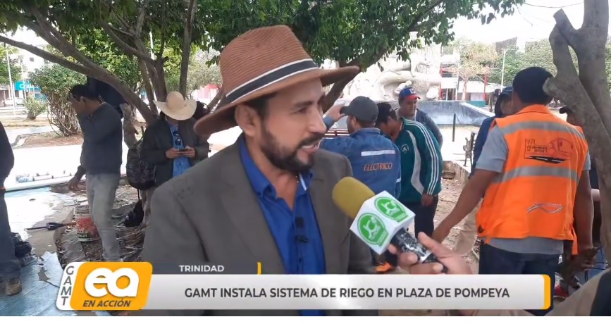 GAMT INSTALA SISTEMA DE RIEGO EN PLAZA DE POMPEYA